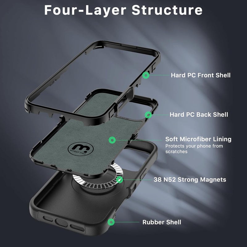 M MYBAT PRO Maverick Series for iPhone 16 Pro 6.3 Case with Belt Clip Holster,[Compatible with Magsafe] w/Screen Protector,Anti-Drop,Shockproof,with 360°Rotating Kickstand,Heavy Duty Protection - Image 4